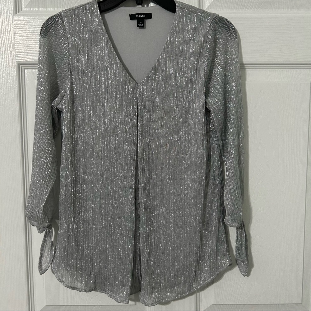 Alfani silver shimmery blouse